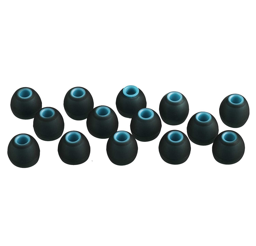 Xcessor (L) 7 Pairs (14 Pieces) of Silicone Replacement In Ear Earphone Large Size Earbuds. Bicolor. Black / Blue