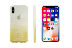 Xcessor Transition Color Flexible TPU Case for Apple iPhone X. With Gradient Silk Thread Texture.Transparent / Gold